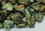 CPS31 15.5 inches 12*12mm triangle green peacock stone beads