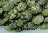 CPS42 15.5 inches 8*12mm oval green peacock stone beads wholesale