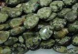 CPS47 15.5 inches 8*12mm flat teardrop green peacock stone beads