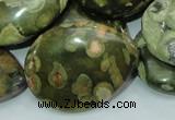 CPS50 15.5 inches 30*40mm flat teardrop green peacock stone beads