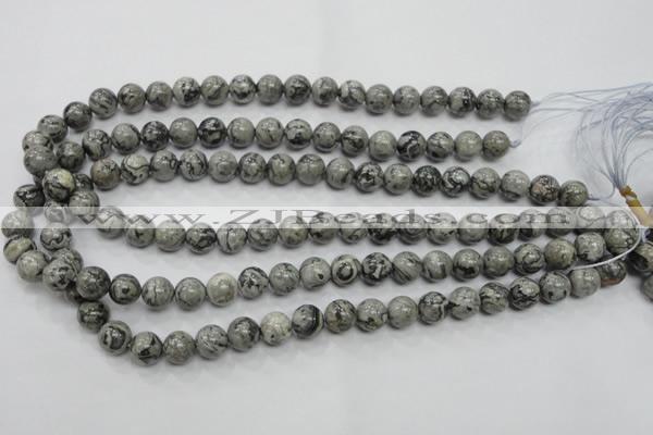 CPT104 15.5 inches 10mm round grey picture jasper beads