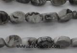 CPT185 15.5 inches 4*6mm oval grey picture jasper beads wholesale