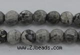 CPT187 15.5 inches 6mm faceted round grey picture jasper beads