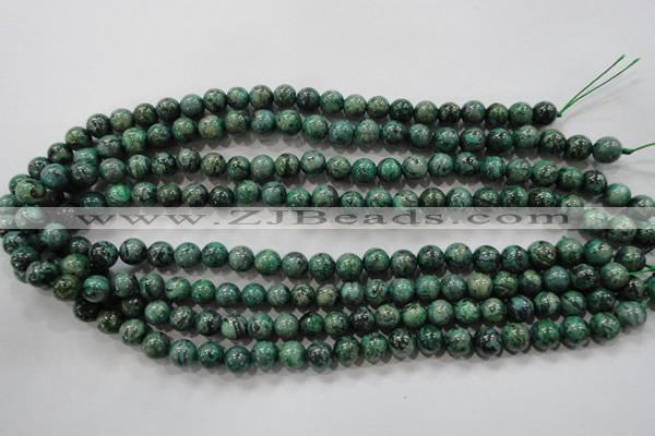CPT205 15.5 inches 8mm round green picture jasper beads