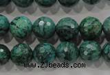 CPT216 15.5 inches 12mm faceted round green picture jasper beads