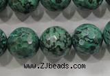 CPT218 15.5 inches 16mm faceted round green picture jasper beads
