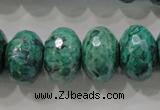 CPT227 15.5 inches 12*20mm faceted rondelle green picture jasper beads