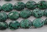 CPT237 15.5 inches 10*14mm faceted oval green picture jasper beads