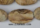 CPT255 15.5 inches 20*35mm oval picture jasper beads wholesale