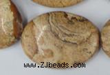 CPT256 15.5 inches 30*40mm oval picture jasper beads wholesale