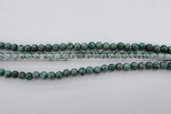 CPT301 15.5 inches 6mm round green picture jasper beads wholesale