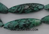 CPT309 15.5 inches 12*40mm rice green picture jasper beads