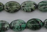 CPT318 15.5 inches 10*14mm oval green picture jasper beads