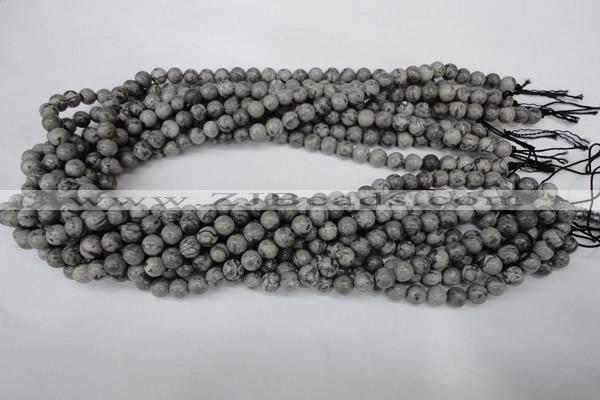 CPT352 15.5 inches 6mm round grey picture jasper beads wholesale