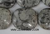 CPT354 15.5 inches 23*28mm rectangle grey picture jasper beads