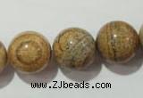 CPT458 15.5 inches 20mm round picture jasper beads wholesale