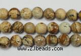 CPT502 15.5 inches 8mm faceted round picture jasper beads wholesale