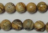 CPT504 15.5 inches 12mm faceted round picture jasper beads wholesale