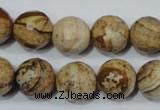 CPT505 15.5 inches 14mm faceted round picture jasper beads wholesale