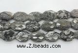 CPT581 20*30mm - 22*32mm faceted octagonal grey picture jasper beads