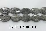 CPT582 30*40mm - 32*42mm faceted octagonal grey picture jasper beads