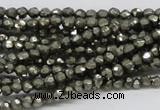 CPY03 16 inches 4mm faceted round pyrite gemstone beads wholesale