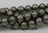 CPY06 16 inches 8mm round pyrite gemstone beads wholesale