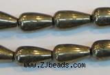 CPY134 15.5 inches 10*18mm teardrop pyrite gemstone beads wholesale