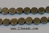 CPY151 15.5 inches 8mm coin pyrite gemstone beads wholesale