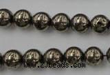 CPY204 15.5 inches 10mm round pyrite gemstone beads wholesale