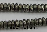 CPY216 15.5 inches 4*10mm faceted rondelle pyrite gemstone beads