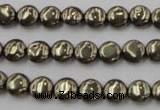 CPY220 15.5 inches 8mm flat round pyrite gemstone beads wholesale