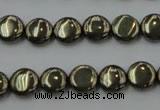 CPY221 15.5 inches 10mm flat round pyrite gemstone beads wholesale