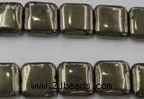 CPY252 15.5 inches 14*14mm square pyrite gemstone beads wholesale