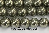 CPY260 15.5 inches 4mm round pyrite gemstone beads wholesale