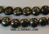 CPY301 15.5 inches 10mm flat round pyrite gemstone beads wholesale