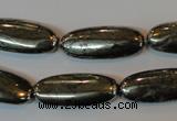 CPY311 15.5 inches 10*25mm oval pyrite gemstone beads wholesale