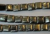 CPY315 15.5 inches 8*8mm square pyrite gemstone beads wholesale