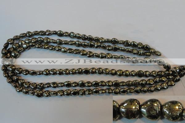 CPY328 15.5 inches 8*8mm heart pyrite gemstone beads wholesale