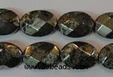 CPY344 15.5 inches 13*18mm faceted oval pyrite gemstone beads wholesale