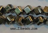 CPY361 15.5 inches 6*6mm faceted cube pyrite gemstone beads