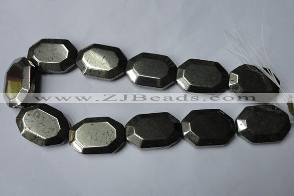 CPY370 15.5 inches 25*35mm octagonal pyrite gemstone beads wholesale