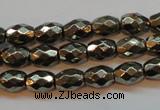 CPY371 15 inches 6*8mm faceted rice pyrite gemstone beads