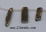 CPY395 Top drilled 7*15mm - 8*20mm sticks pyrite gemstone beads