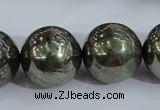 CPY409 15.5 inches 20mm round pyrite gemstone beads wholesale