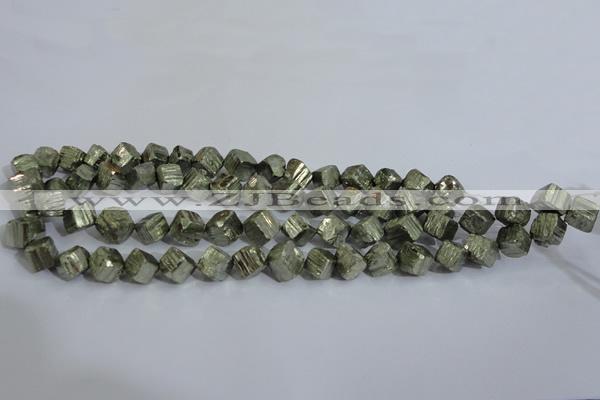 CPY411 15.5 inches 10*10mm faceted cube pyrite gemstone beads