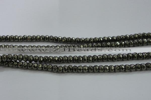CPY428 15.5 inches 4*6mm faceted rondelle pyrite gemstone beads