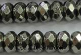 CPY430 15.5 inches 6*10mm faceted rondelle pyrite gemstone beads