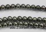 CPY46 16 inches 6mm round pyrite gemstone beads wholesale