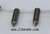 CPY555 Top drilled 6*22mm sticks pyrite gemstone beads